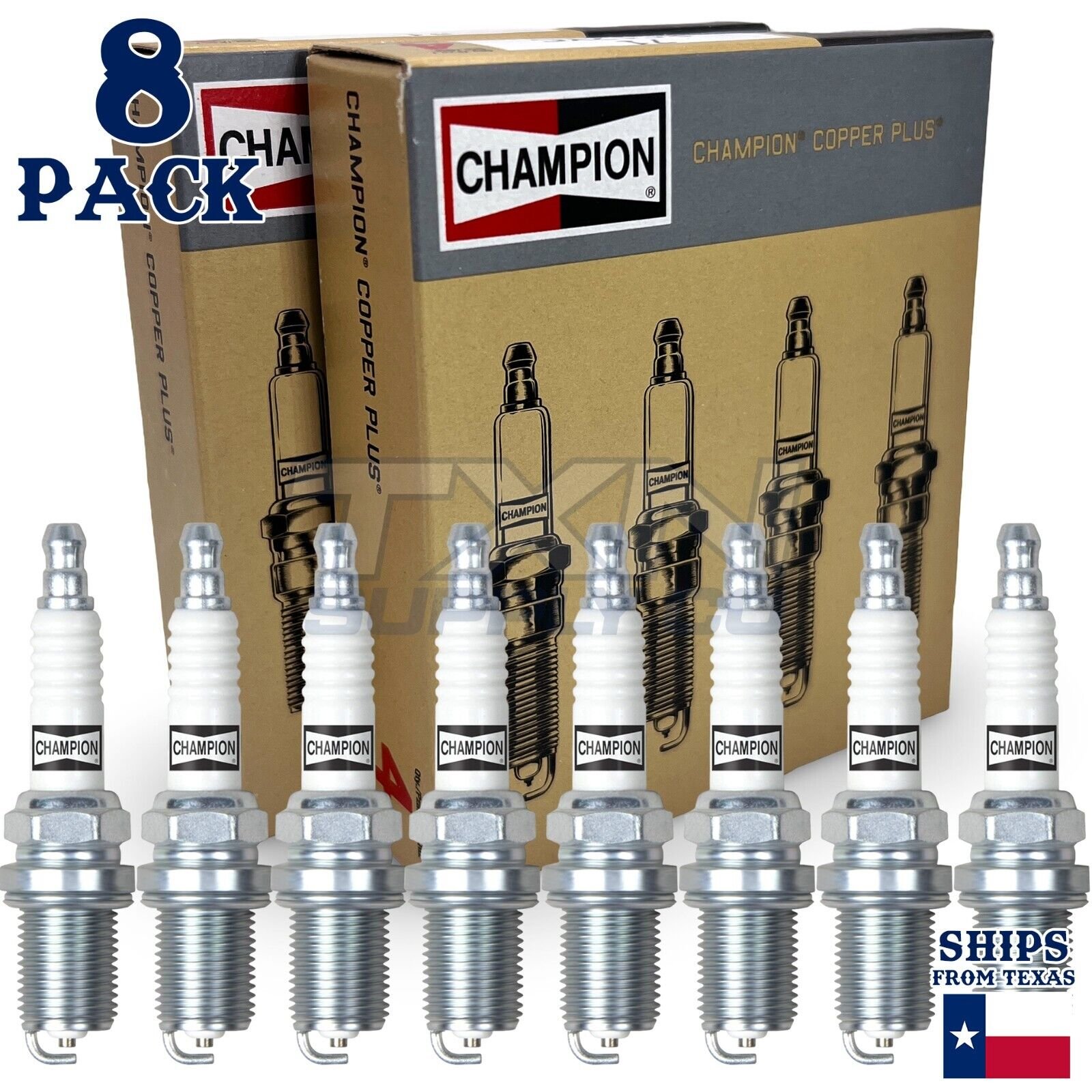 8 Pack Spark Plugs Champion Copper Set for CADILLAC DEVILLE 1994-2005 V8-4.6L