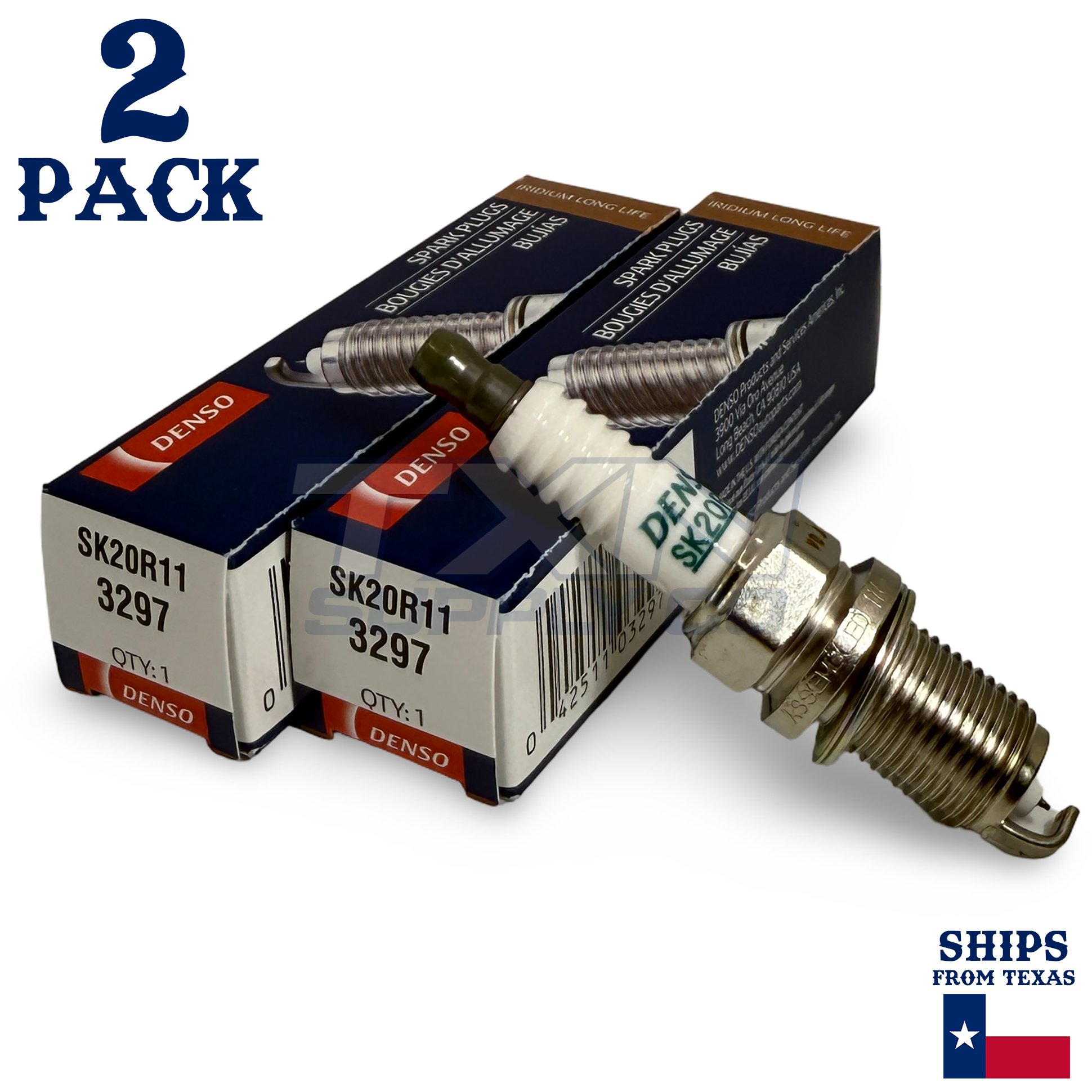 2 Pack Denso 3297 Iridium Long Life Spark PlugsÂ SK20R11