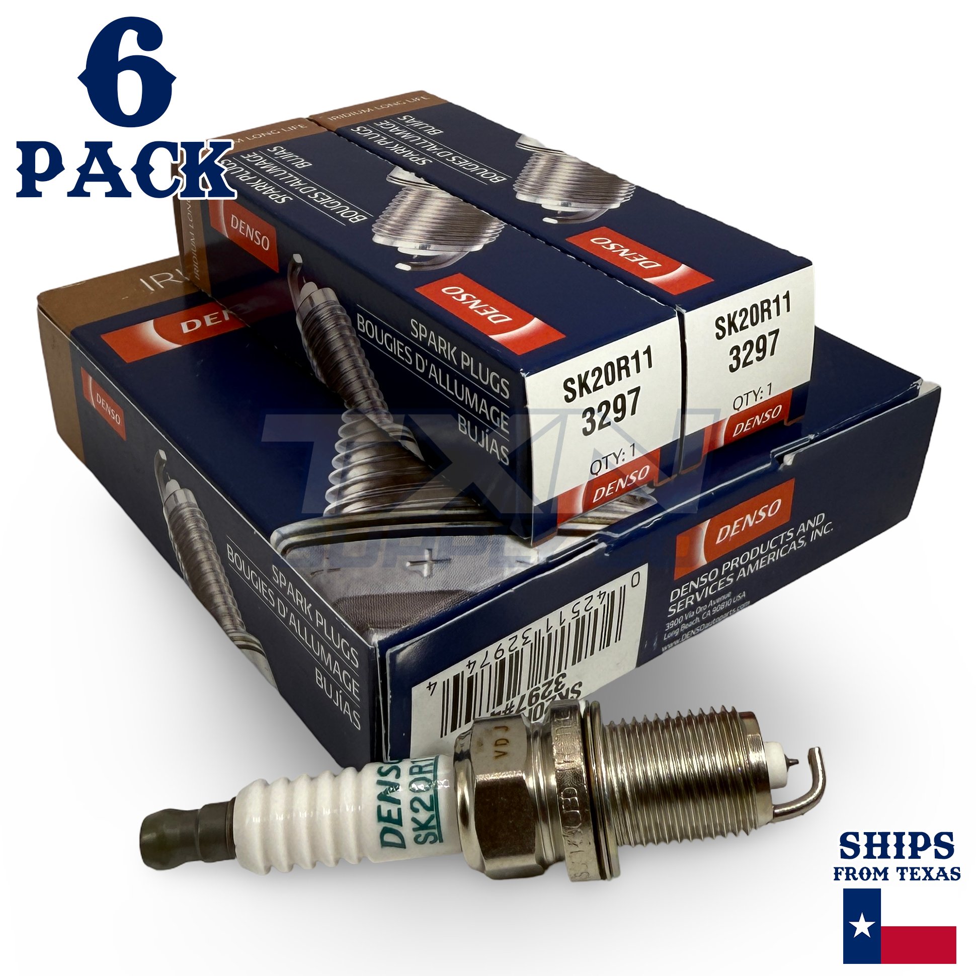 6 Pack Denso 3297 Iridium Long Life Spark PlugsÂ SK20R11