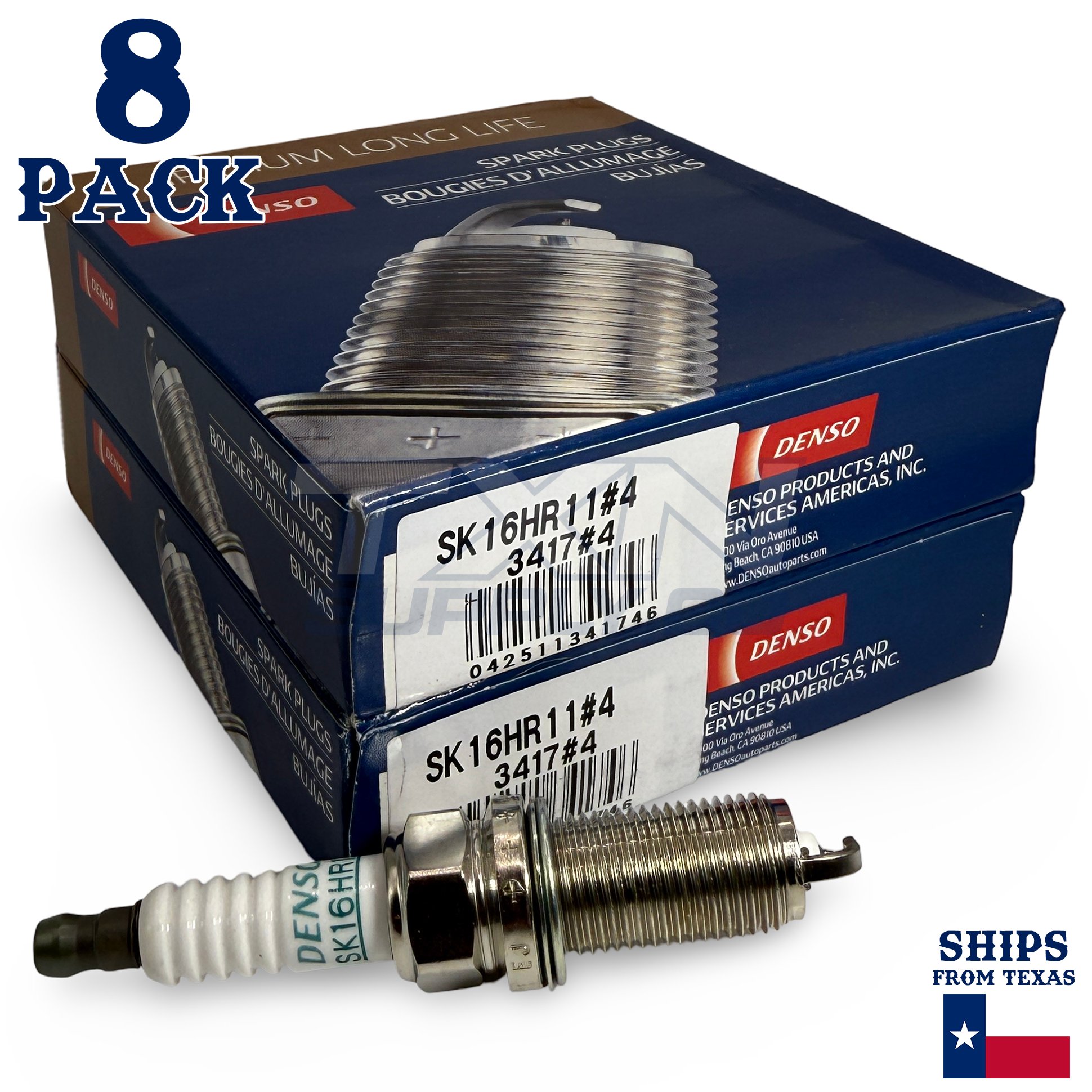 8 Pack Denso 3417 Iridium Long Life Spark PlugsÂ SK16HR11