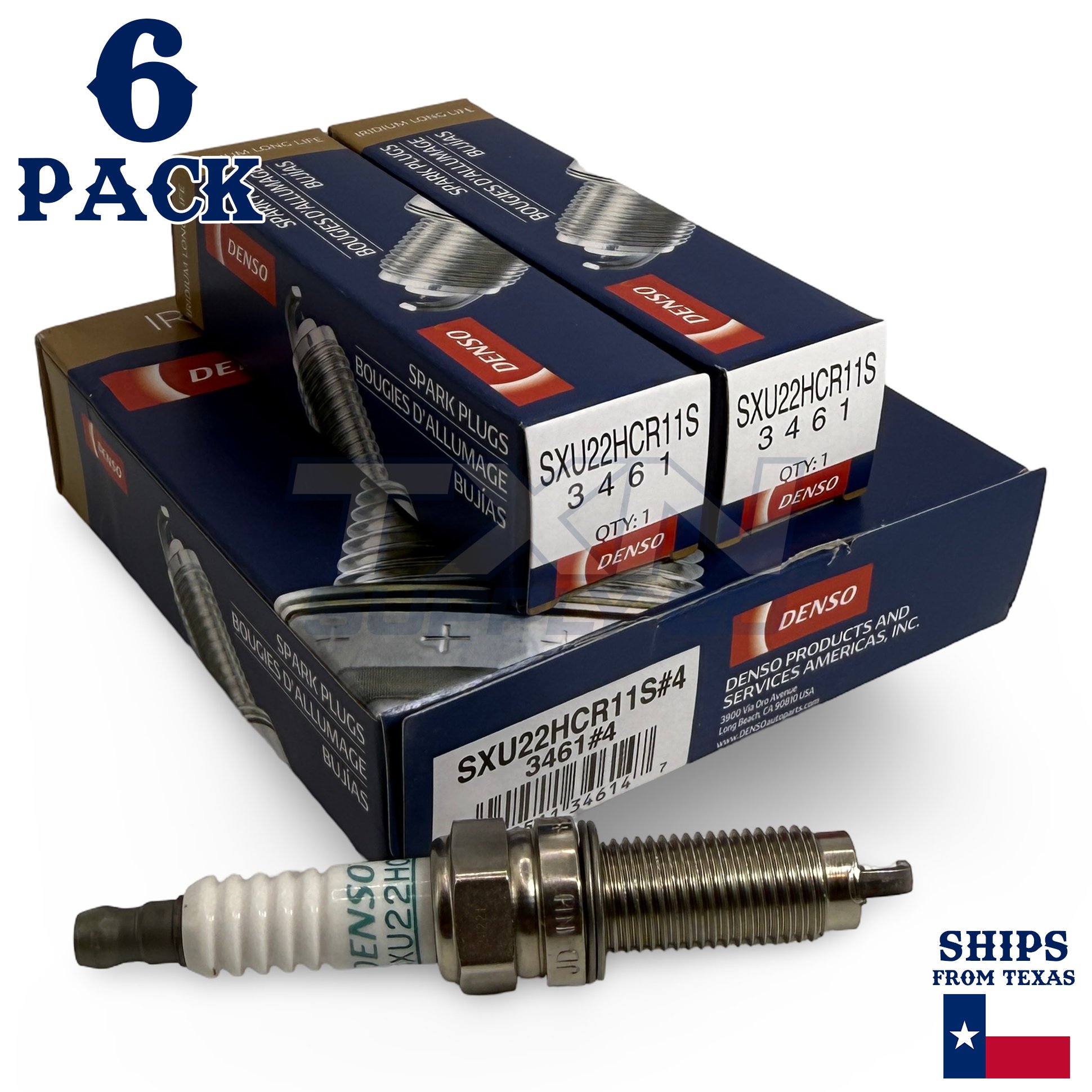 6 Pack Denso 3461 Iridium Long Life Spark PlugsÂ SXU22HCR11S