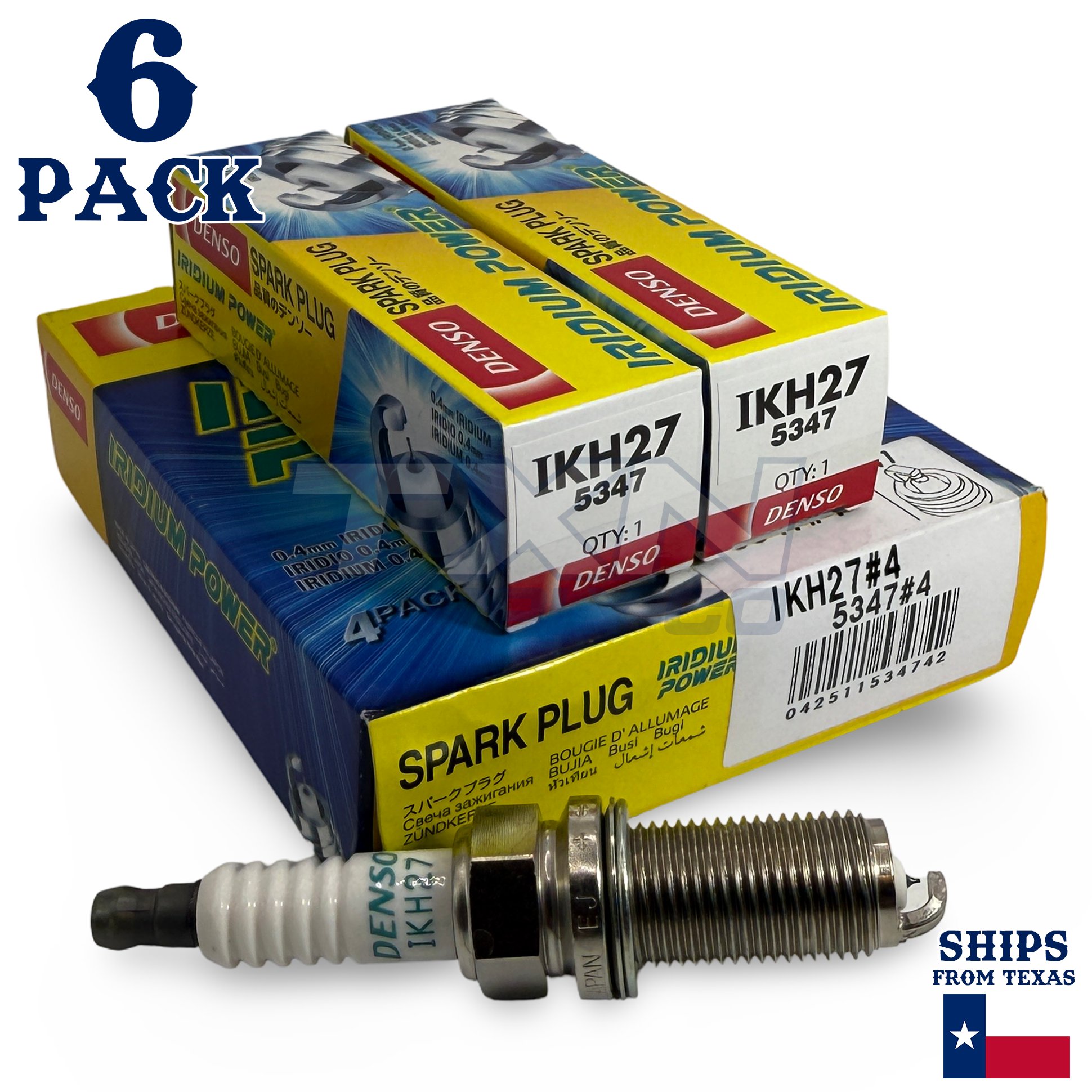 6 Pack Denso 5347 Iridium Power Spark PlugsÂ IKH27