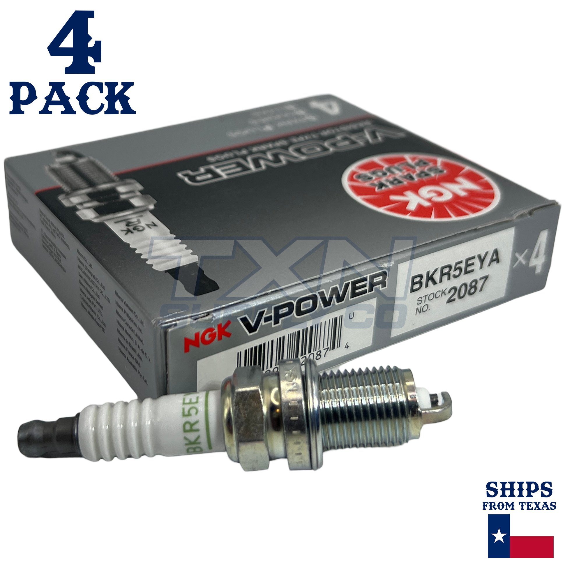 4 Pack NGK V-Power 2087 Spark Plugs BKR5EYA